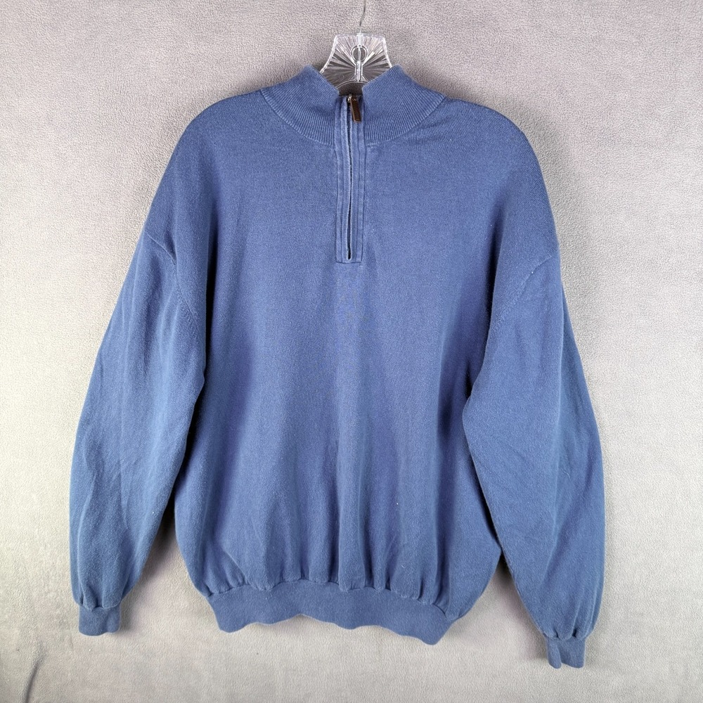 PING Mens Golf Sweater 1/4 Zip Size XL Blue Preppy Money Performance